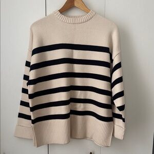 Zara Beige and Black Striped Sweater